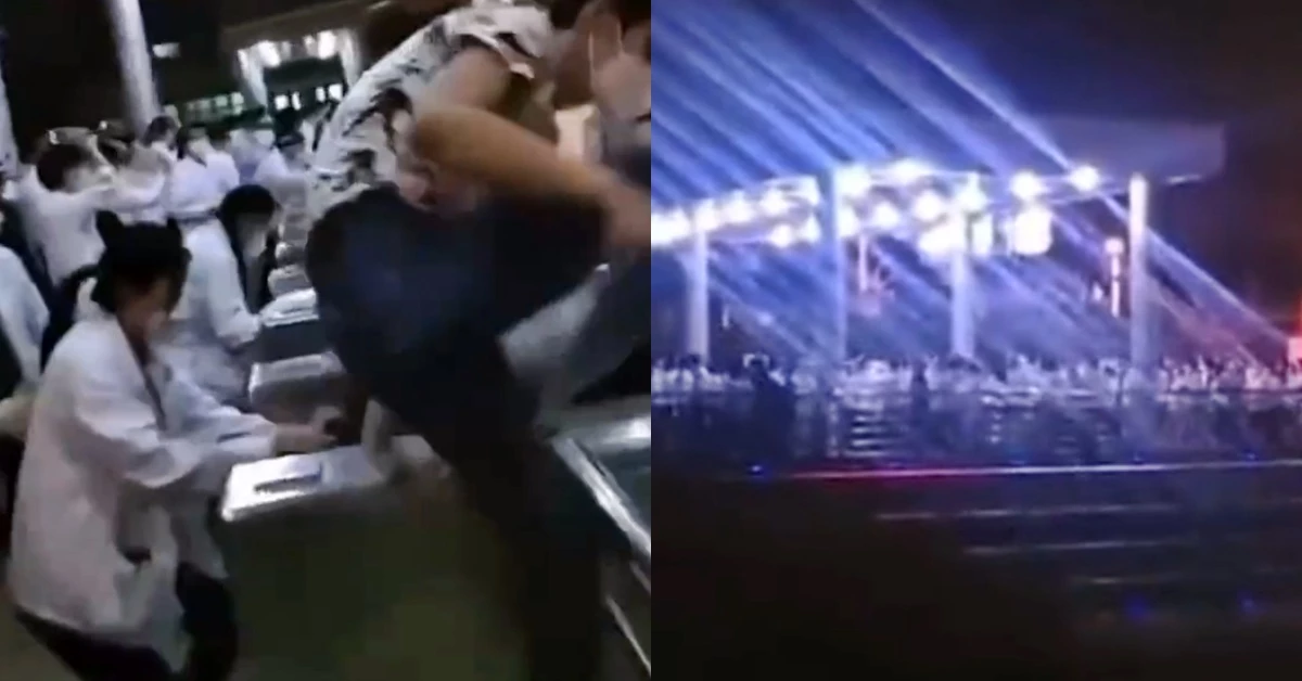 대만 콴타컴퓨터 상하이 공장서 탈주하는 직원들. /트위터 @IcanArgue 캡처