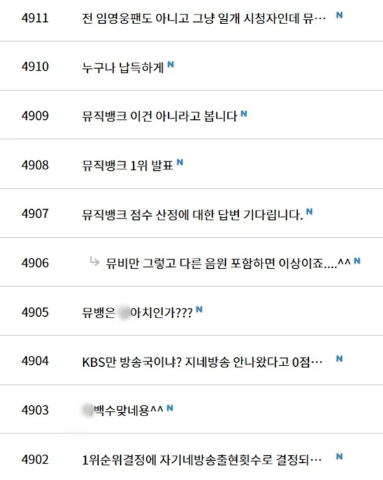 KBS '뮤직뱅크' 시청자 게시판