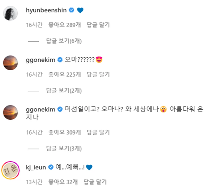 안은진 사진에 댓글 남긴 배우 신현빈 김고은 김지은
