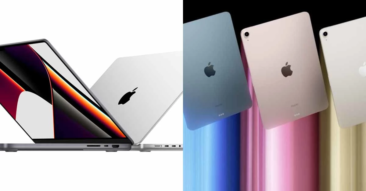 맥북 프로(왼쪽)와 아이패드 에어 / 애플 홈페이지