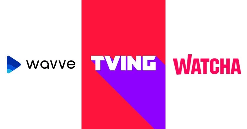 웨이브, 티빙, 왓챠 로고