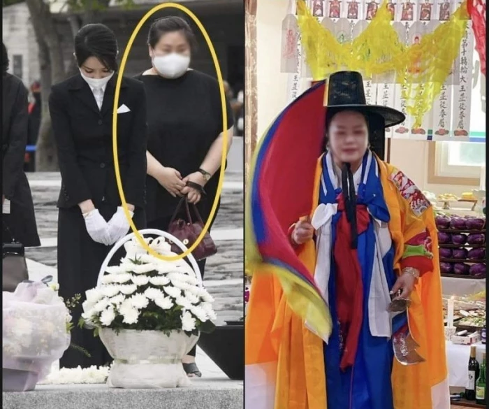 온라인 커뮤니티에 올라온 김 여사 동행인과 무속인 비교 사진 / 보배드림