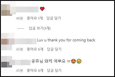 프리지아 인스타그램 댓글창 캡처
