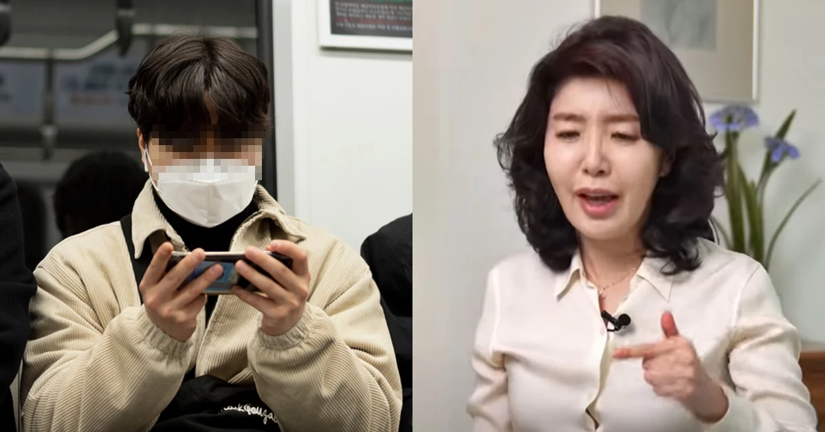 지하철에 탑승한 남성(좌)과 여에스더 /위 사진은 이해를 돕기 위한 것으로 해당 기사 내용과 무관합니다. /LegoCamera-shutterstock.com, 유튜브 채널 "에스더TV"