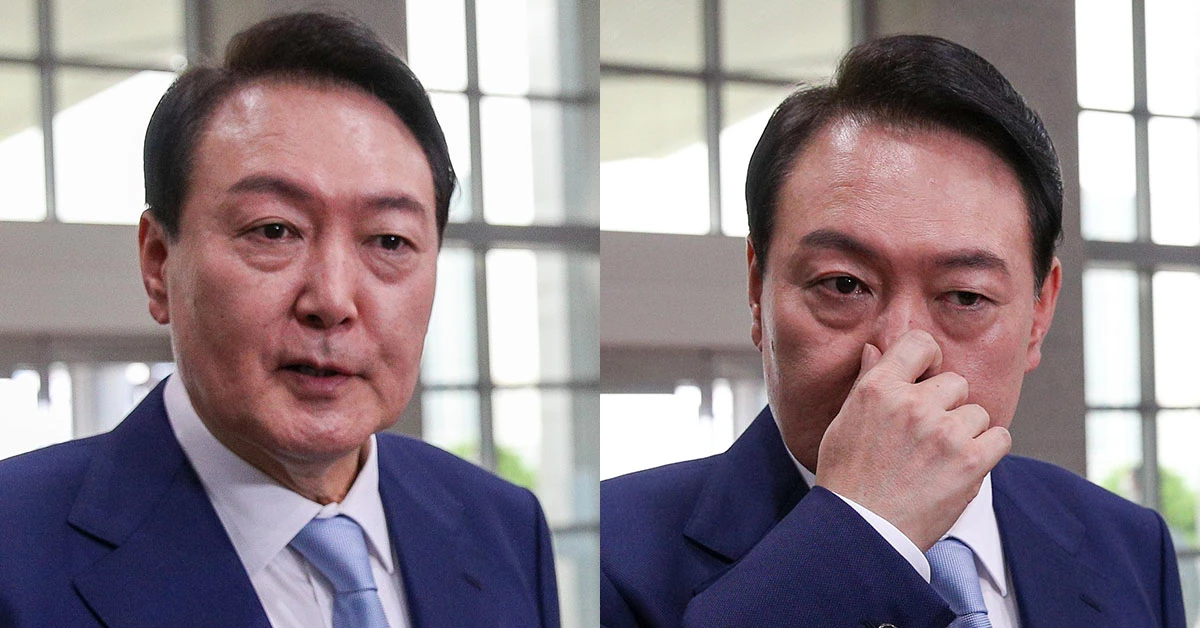윤석열 대통령이 5일 오전 용산 대통령실에서 열린 출근길 도어스테핑에서 취재진 질문에 답하고 있다. /뉴스1(대통령실사진기자단)