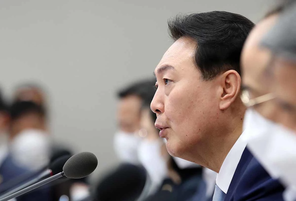 윤석열 대통령이 5일 용산 대통령실 청사 국무회의실에서 열린 제30회 국무회의에서 모두발언을 하고 있다. / 뉴스1(대통령실사진기자단)