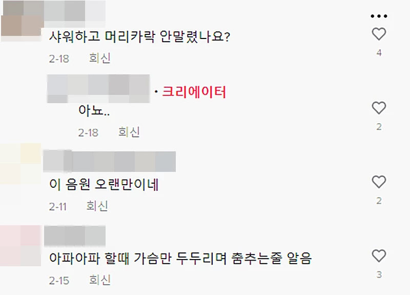이하 틱톡 댓글 창