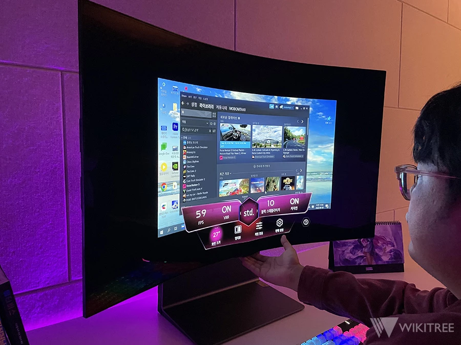 화면 크기를 27형으로 적용한 모습