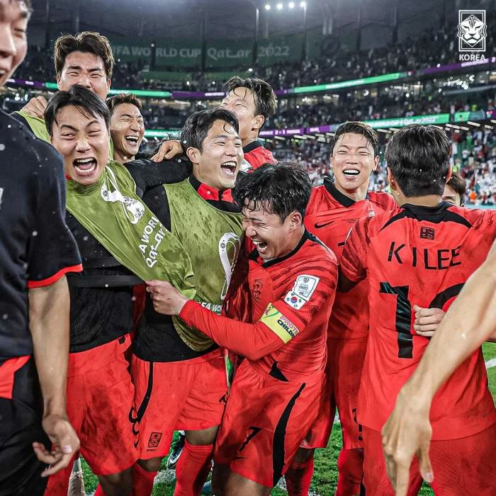 16강 진출 기뻐하는 대한민국 축구대표팀
