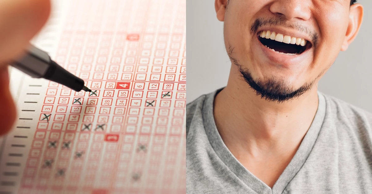 로또 용지에 번호를 마킹하고 있는 남성과 환하게 웃는 남성. (참고 사진) /ronstik·Rachata Teyparsit-shutterstock.com