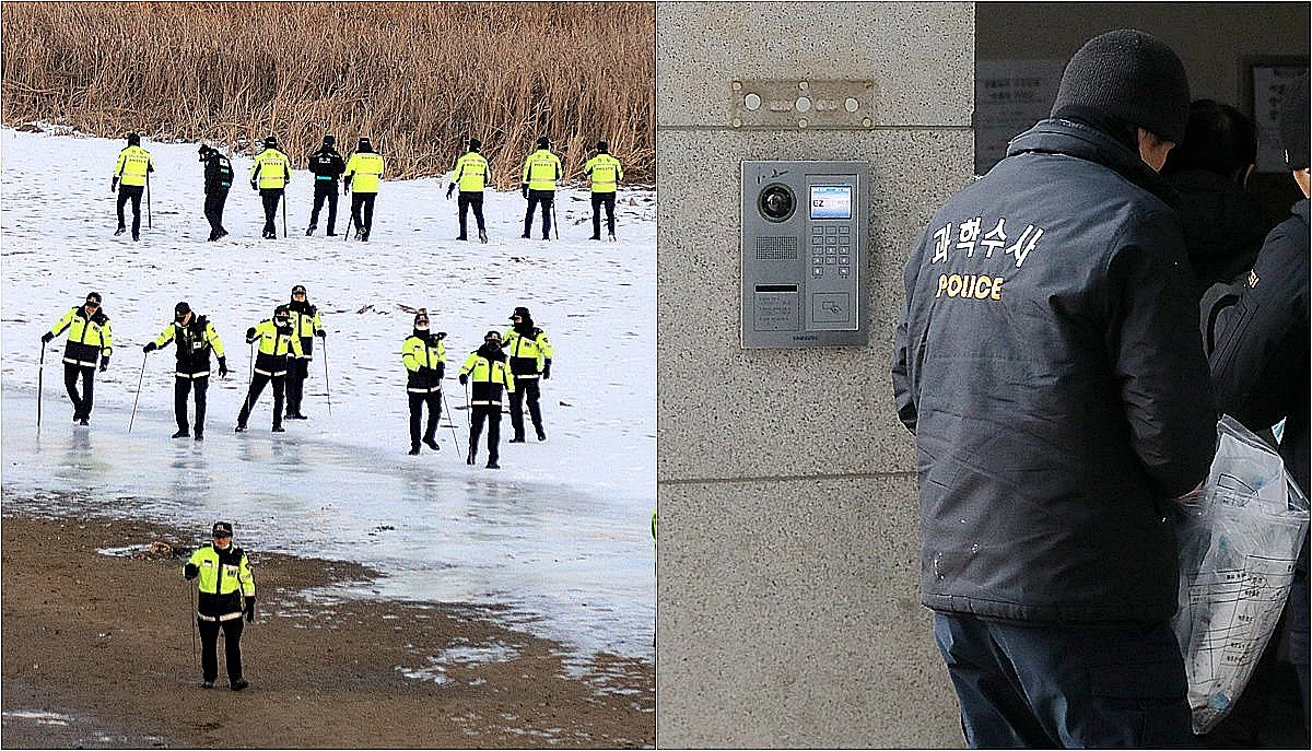 택시 기사와 전 여자친구를 살해한 혐의를 받고 있는 A 씨 사건 관련 현장을 탐문하는 경찰들 / 뉴스1