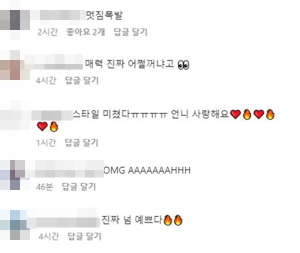 누리꾼들이 김히어라 인스타그램에 남긴 댓글