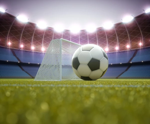 경기장에 놓인 축구공. / ktsdesign, shutterstock.com