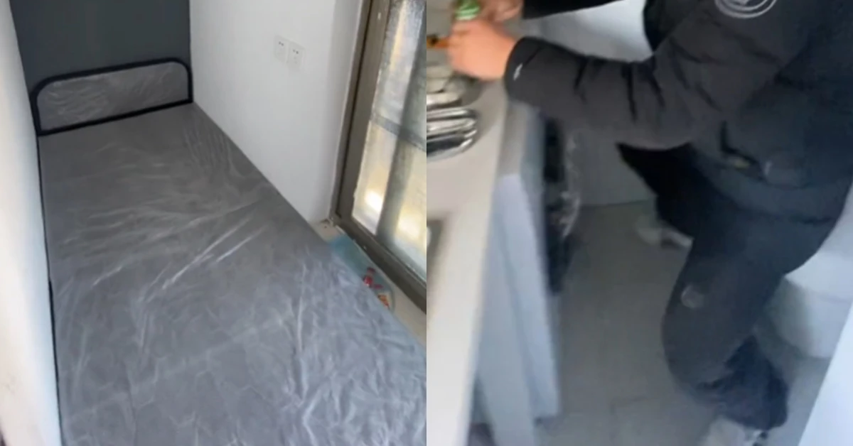 화장실과 부엌이 한 공간에 있는 6㎡(약 1.8평) 원룸 아파트의 내부 모습 /중국판 틱톡 '더우인'