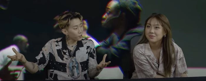 2020년 공개된 예능 '금요 힙합'에서 이영지와 박재범이 이야기를 나누고 있다. / 유튜브 'HIPHOPPLAYA'