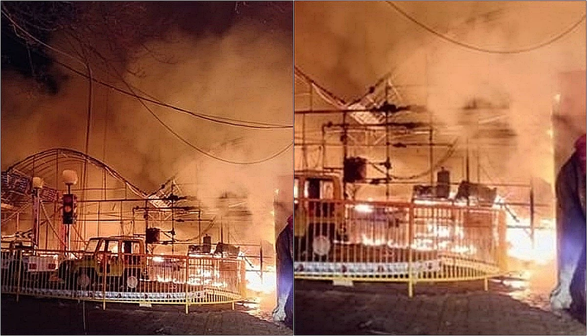 19일 새벽 경북 구미 '금오랜드' 내 놀이공원 내 동물원에 불이 나 2200만원 상당 재산 피해가 발생했다 / 이하 경북소방본부 제공