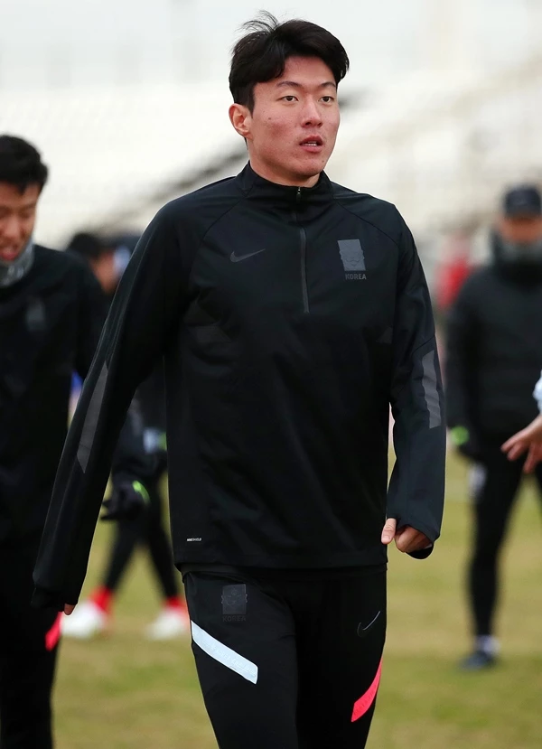 황의조가 지난해 1월 '2022 카타르 월드컵' 아시아 최종예선 레바논전을 앞두고 훈련을 하고 있다.