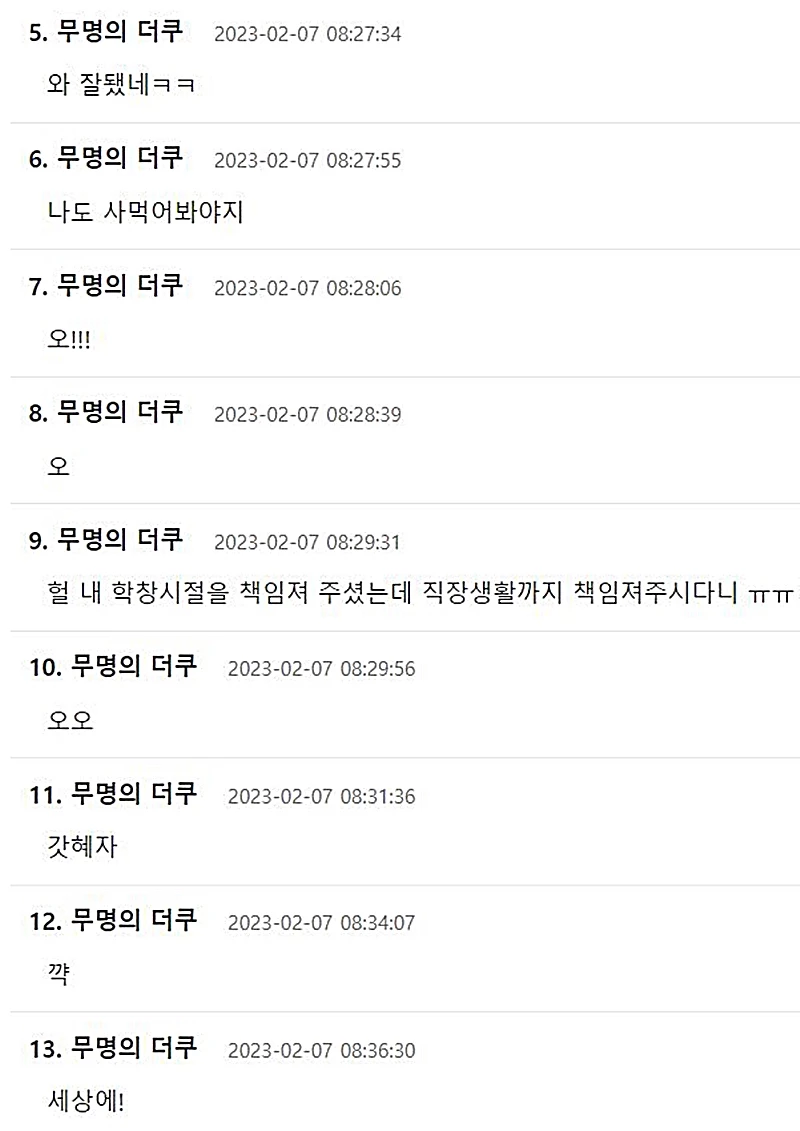 커뮤니티 더쿠에 달린 네티즌 댓글
