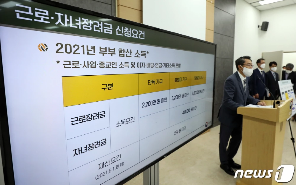 국세청이 2021년 근로장려금, 자녀장려금 신청 방법을 설명하는 모습. / 뉴스1