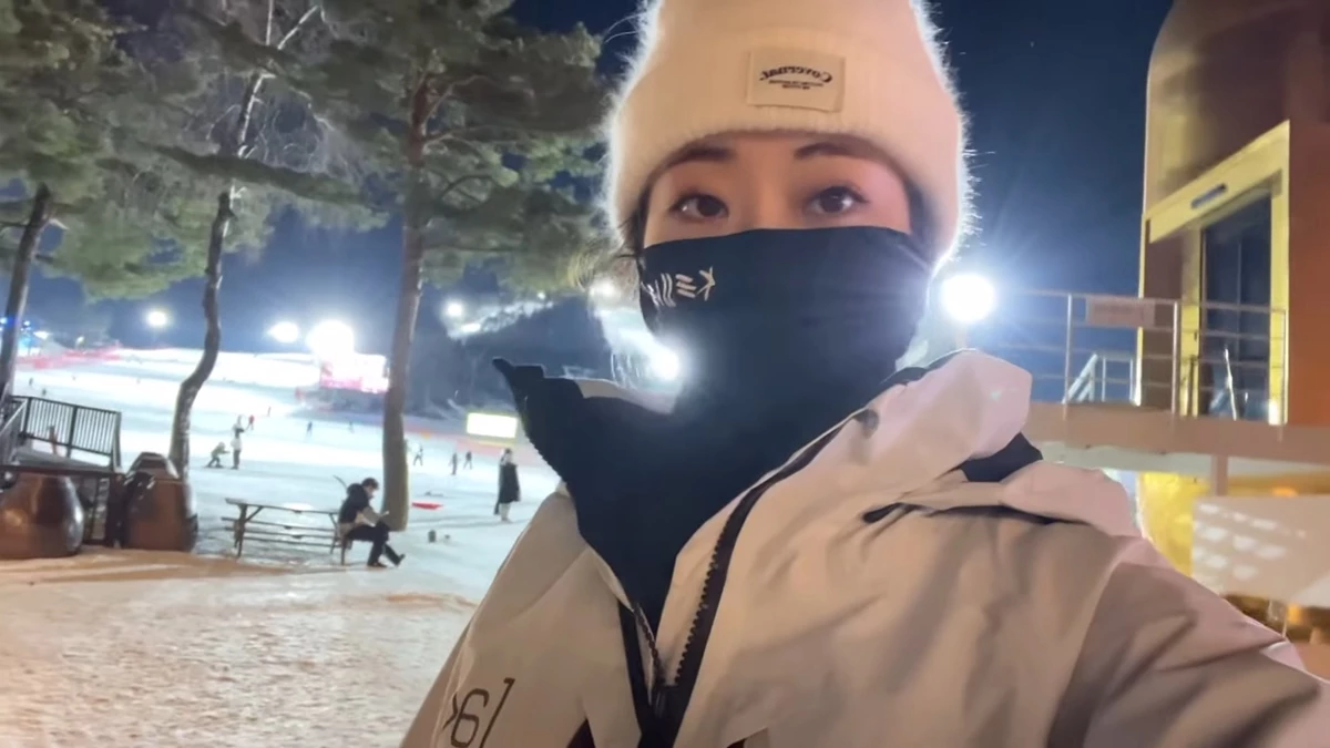 스키장에 도착한 경리