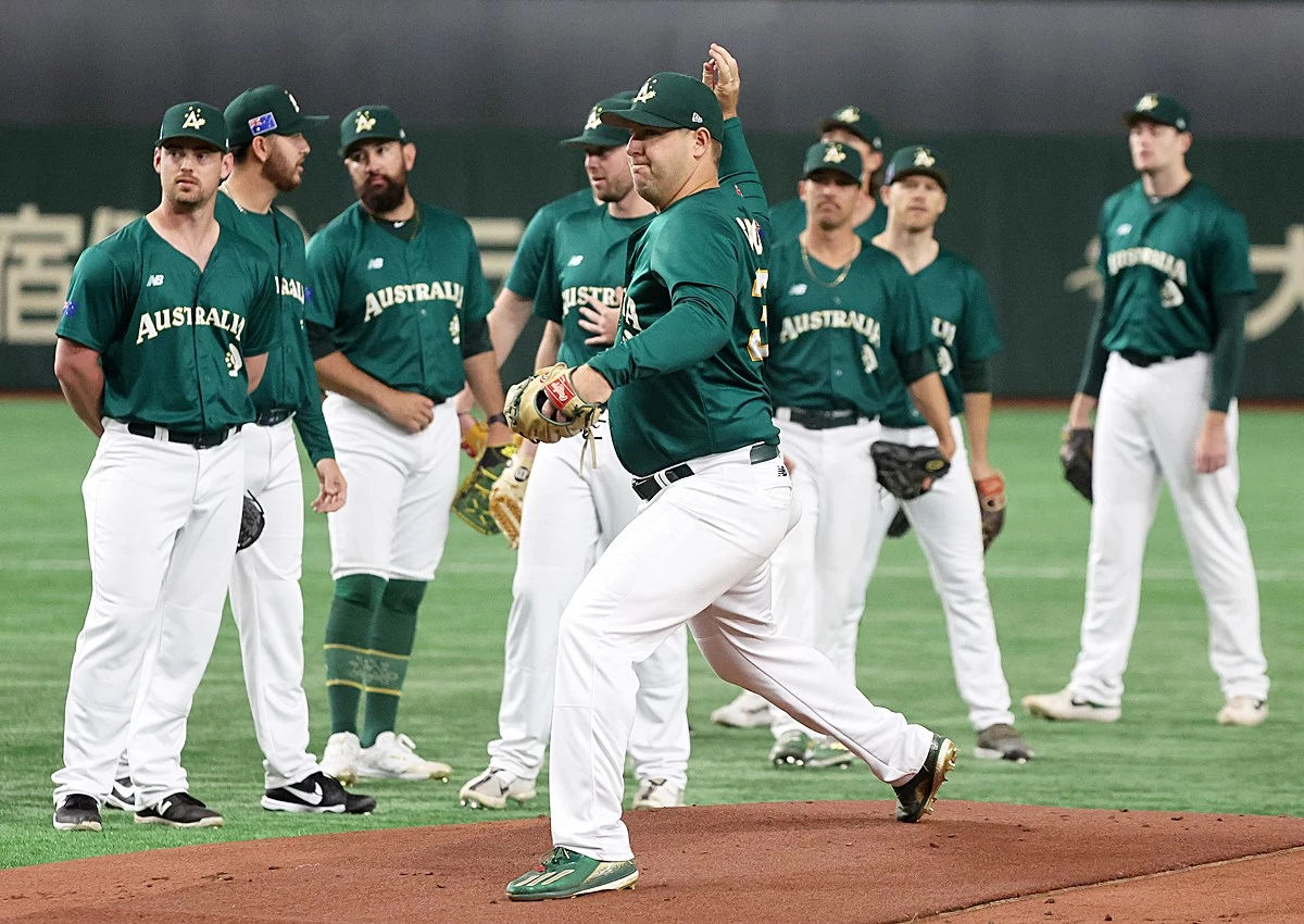 WBC 호주 대표팀이 훈련하고 있다.