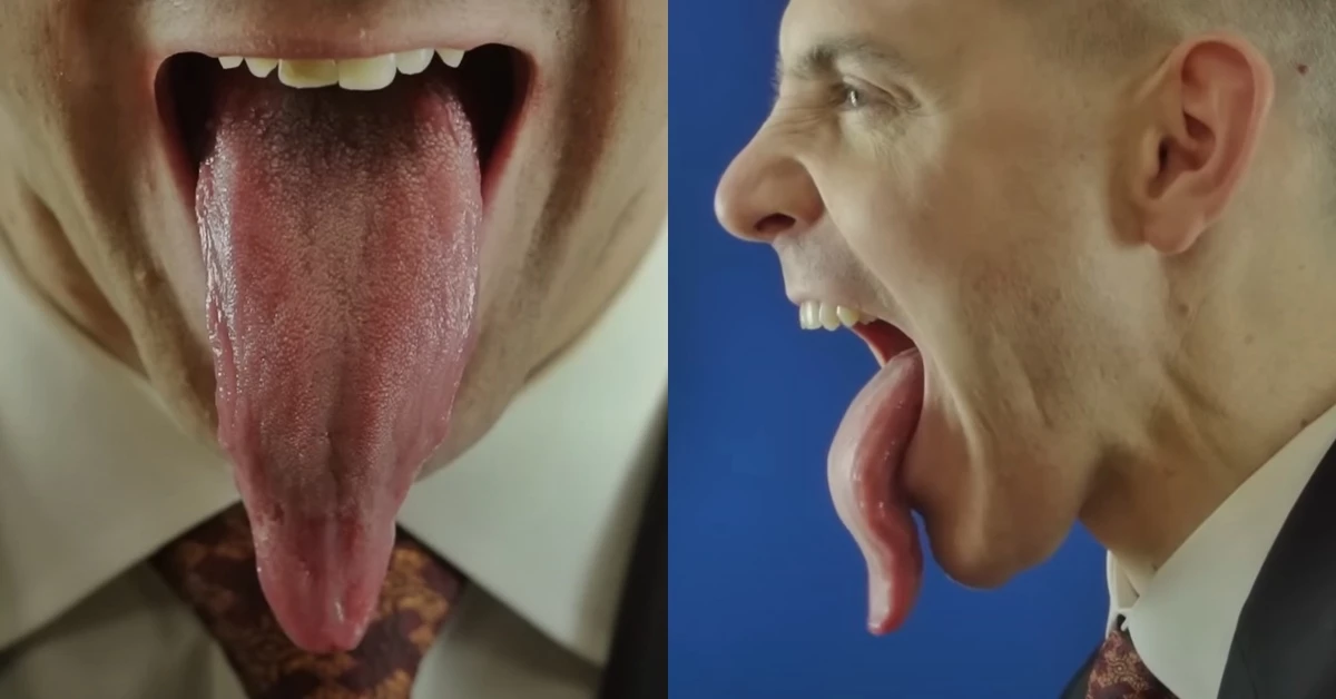 세계에서 가장 긴 혀로 기네스북에 이름을 올린 닉 스토벌. /이하 유튜브 채널 'Guinness World Records'