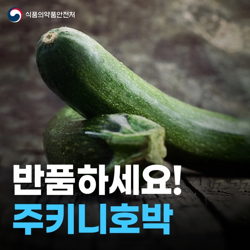 국내산 주키니 호박에 대한 반품·환불이 29일부터 다음 달 2일까지 진행된다. 소비자와 유통업자는 구매처나 가까운 대형마트, 농산물 도매시장 등에서 환불받을 수 있다. / 식품의약품안전처처