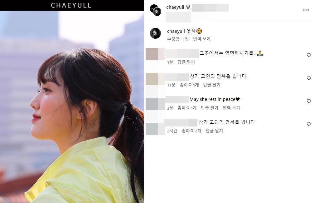 정채율이 마지막으로 올린 글과 네티즌들의 추모