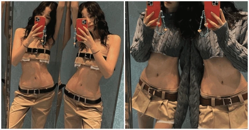 언더붑과 로우라이즈 패션을 소화한 모델 아이린 / 아이린 인스타그램