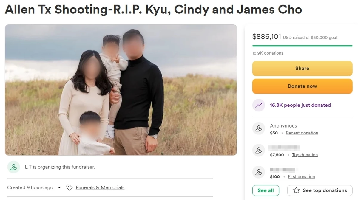 미국 모금·후원 사이트 '고펀드미'에 올라온 조규성 씨 가족을 위한 모금 글 / 고펀드미