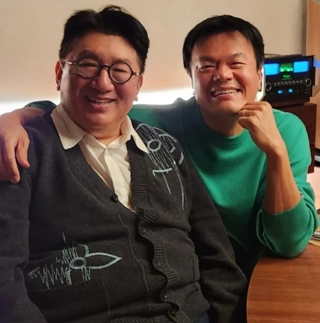 하이브 수장 방시혁과 JYP엔터 수장 가수 박진영 / 방시혁 인스타그램