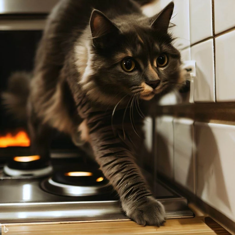 주방 싱크대 위를 돌아다니는 고양이의 모습을 AI 이미지 생성 프로그램 '빙 이미지 크리에이터'로 제작한 이미지 / MS Bing Image Creator
