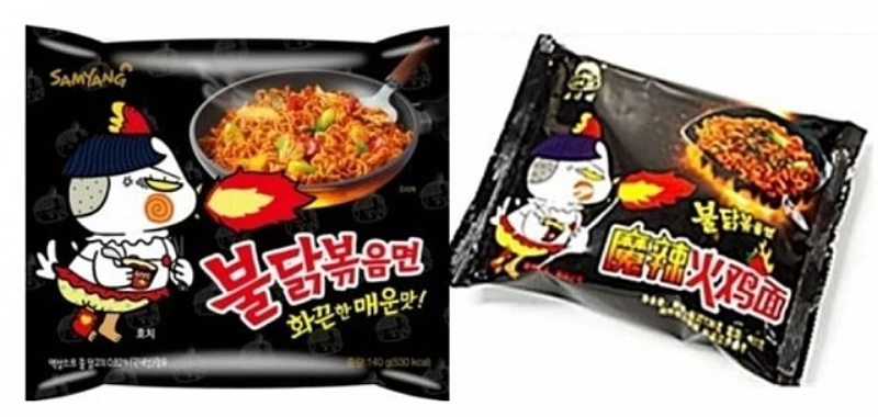(왼쪽부터) 삼양식품의 불닭볶음면과 중국 업체가 따라 만든 라면 비교 / 이하 한국식품산업협회