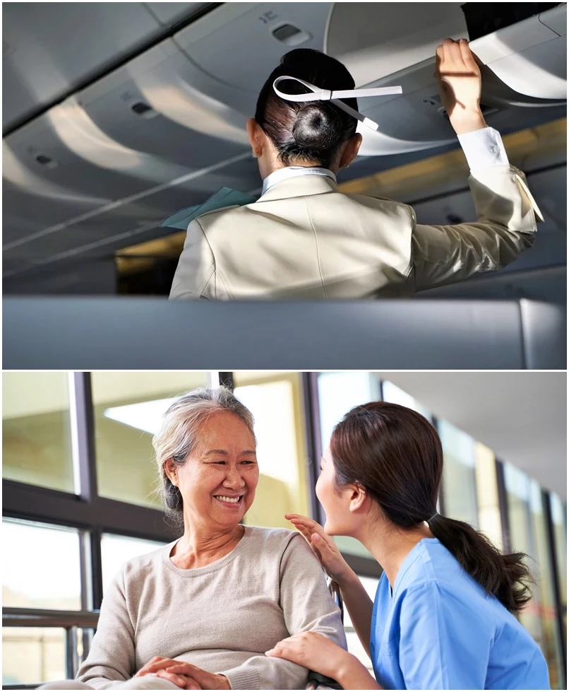 승무원(위)과 간호사 (참고 사진) /Ancha Chiangmai·imtmphoto-shutterstock.com