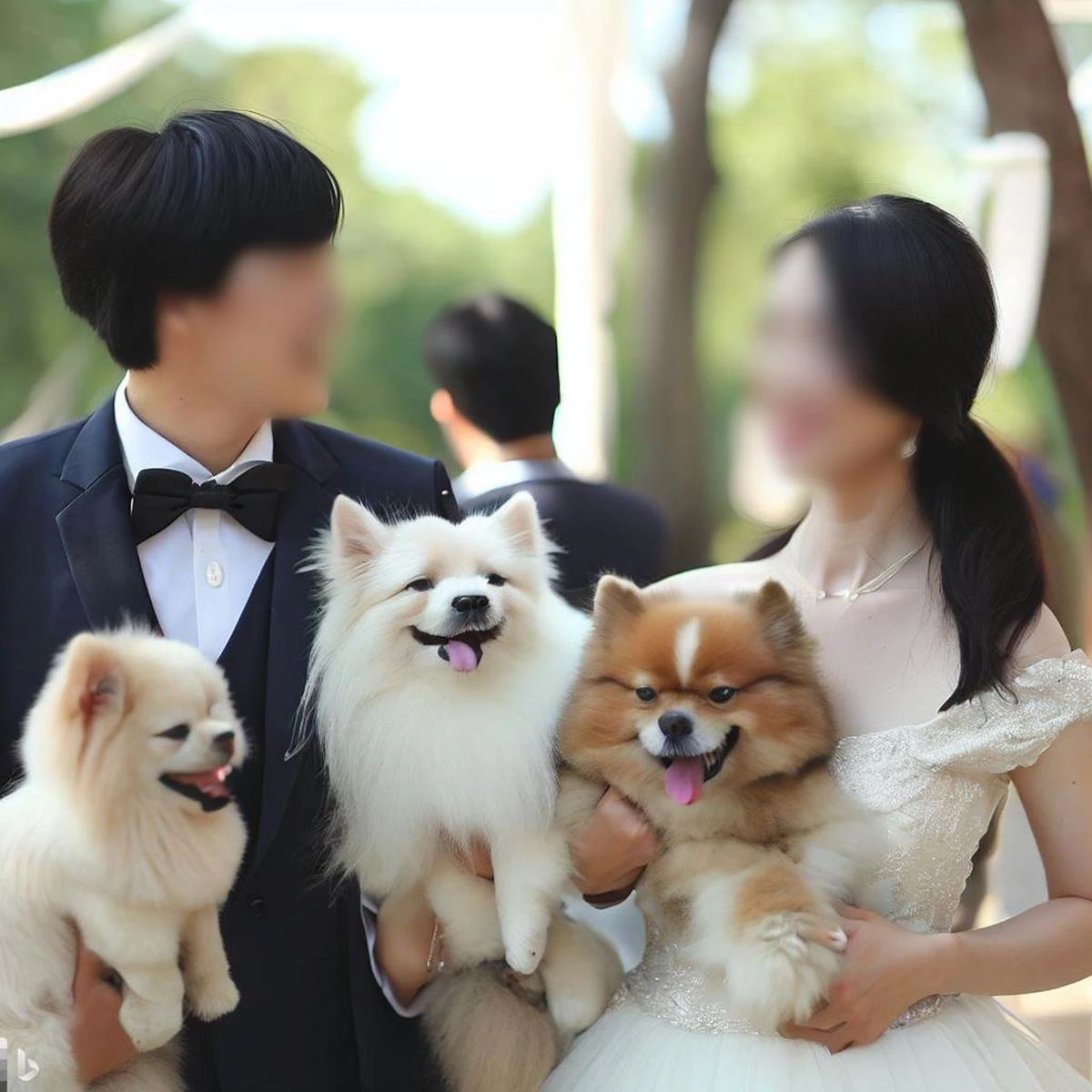 AI를 사용하여 생성된 신랑 신부 이미지 / MS Bing Image Creator