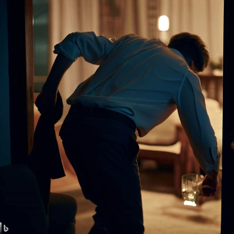 술에 취해 귀가하는 남성. 기사 이해를 돕기 위해 AI 이미지 생성 프로그램 '빙 이미지 크리에이터'로 제작했다. / 이하 MS Bing Image Creator
