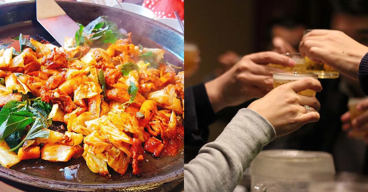 픽사베이의 닭갈비 사진과 회식 사진을 합했습니다.