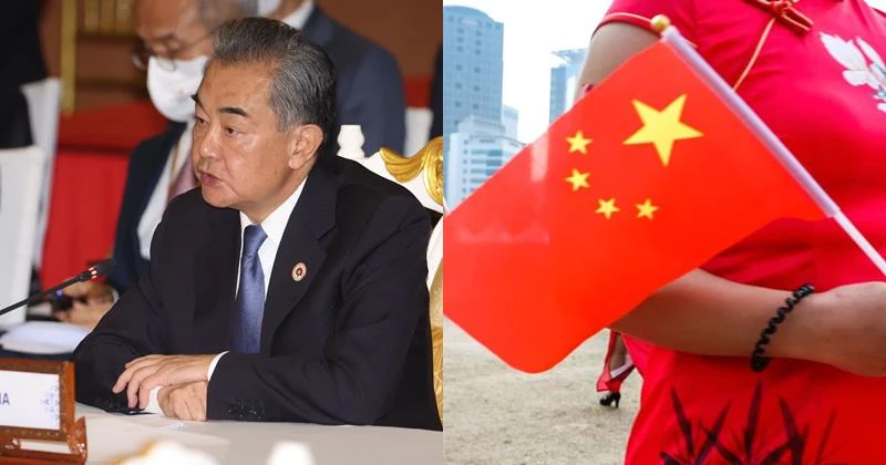 2022년 8월 아세안+3(한중일) 외교장관회의에서 발언 중인 왕이 중국 국무위원 겸 외교부장, 오성홍기 자료 사진 / 뉴스1