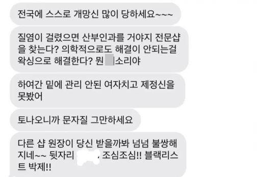 A씨가 공개한 문자 메시지 내용