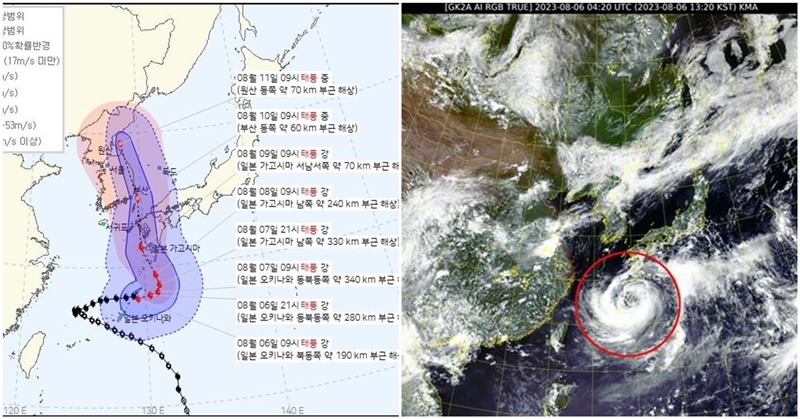 태풍 '카눈' 한반도 상륙 전망... 9일부터 직접 영향권 (+예상 경로) | 위키트리