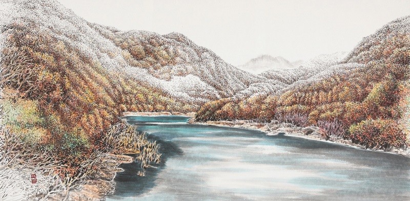 김미경, 갈색추억, 2023, 순지, 수묵채색, 89.5x181.5cm