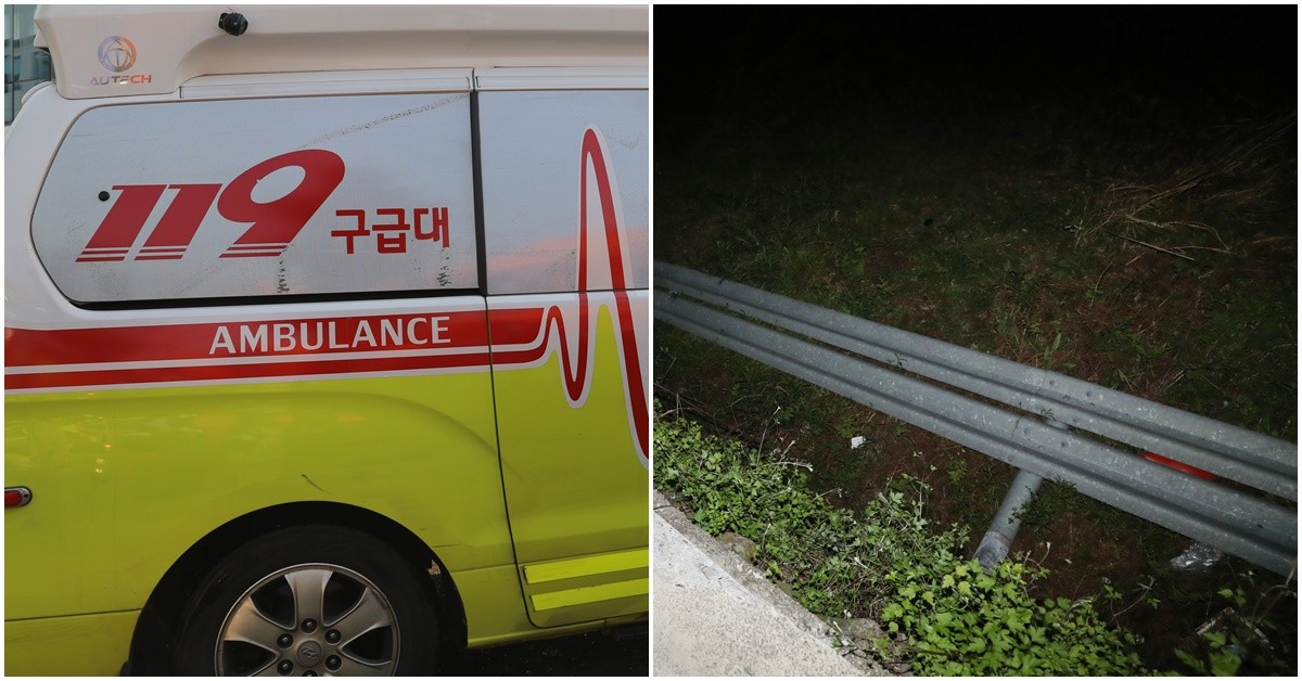 왼쪽부터 구급차 자료사진, 가드레일 자료사진 / 뉴스1