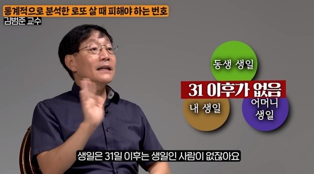 생일 조합으로 하면 31 이후의 숫자는 여러분이 안 고른다. / 유튜브 '지식인사이드'