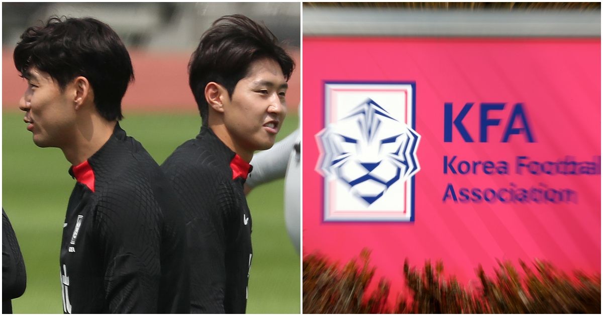 (왼쪽)손흥민과 이강인. (오른쪽)대한축구협회 로고. / 뉴스1