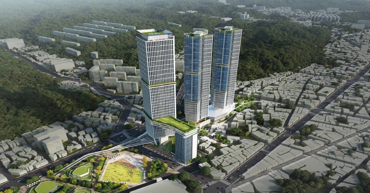 신세계건설이 제시한 옛 포항역 부지에 들어설 랜드마크 조감도.