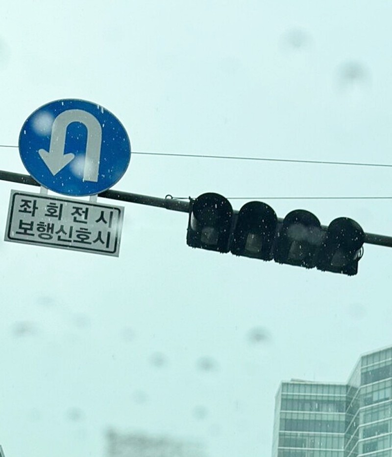 당시 현장에 있던 네티즌이 촬영해 올린 사진. 신호등 부분을 확대한 사진이다. / 커뮤니티 에펨코리아