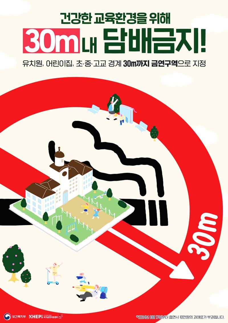 칠곡군보건소는 8월17일부터 시행되는「국민건강증진법」개정에 따라 금연구역을 대폭 확대한다고 밝혔다. / 칠곡군