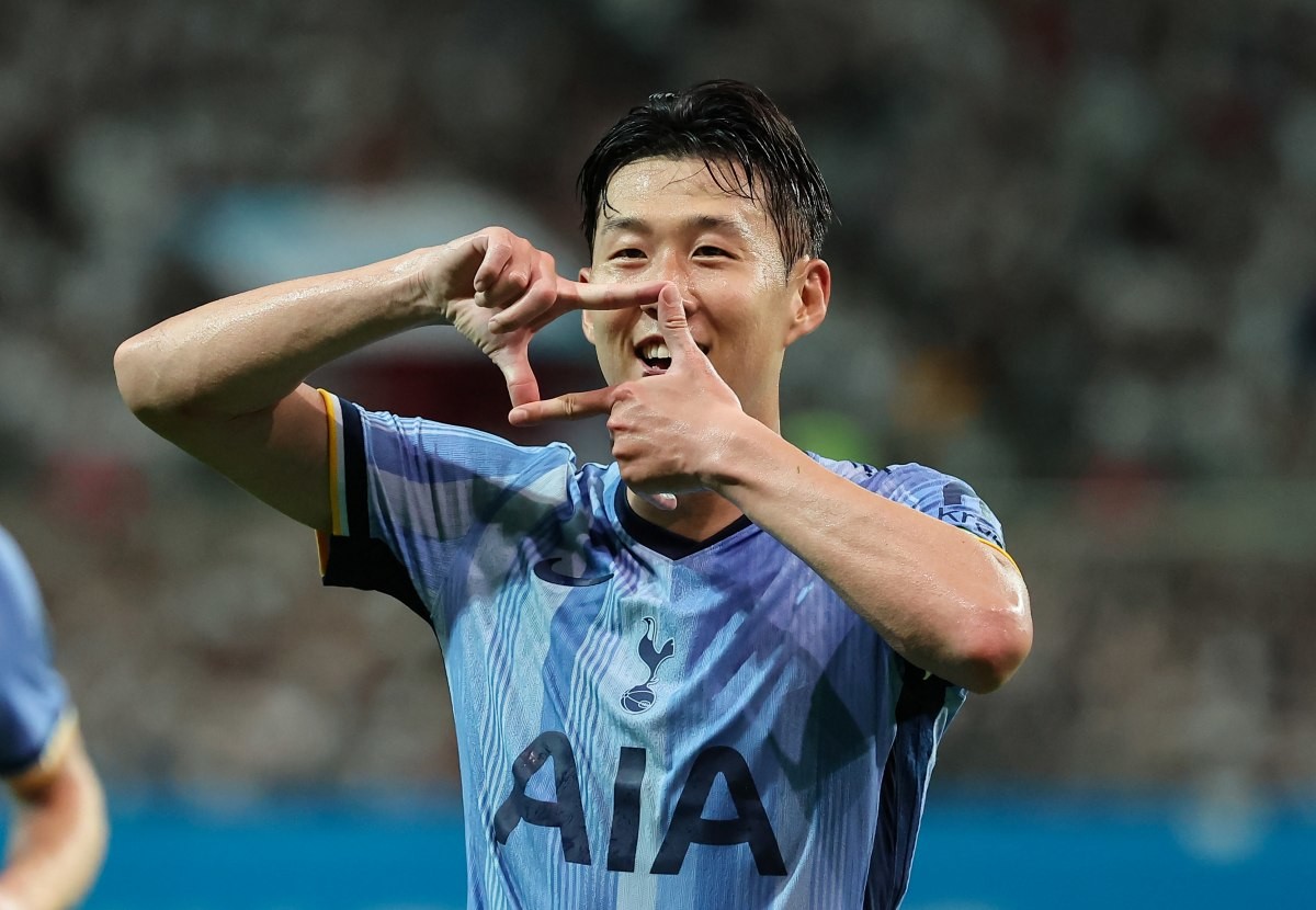 지난달 31일 오후 서울 마포구 상암동 서울월드컵경기장에서 열린 쿠팡플레이 시리즈 1차전 토트넘 홋스퍼와 팀 K리그의 경기, 토트넘 손흥민이 골을 넣고 기뻐하고 있다. / 뉴스1