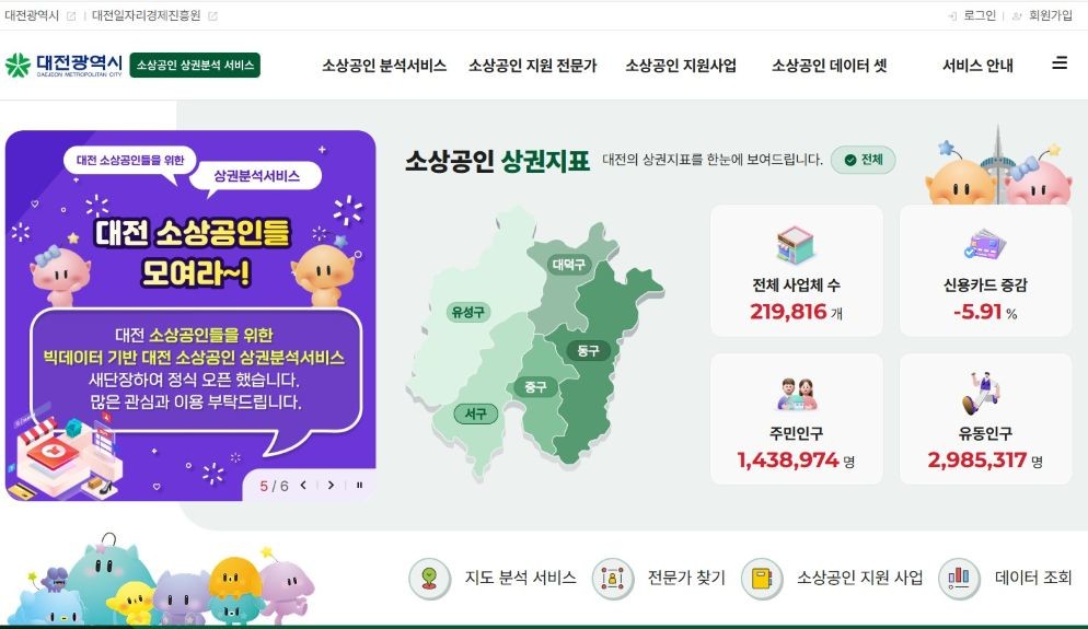 대전시, “데이터로 여는 성공 창업”, 소상공인 상권분석 서비스 본격 운영 / 대전시