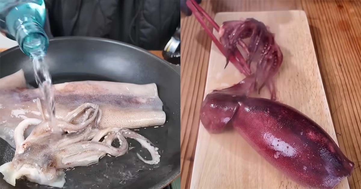 유튜브 채널 수부해TV가 냉동 오징어로 맛있는 숙회를 만드는 방법을 소개하고 있다. / 수부해TV 영상 캡처